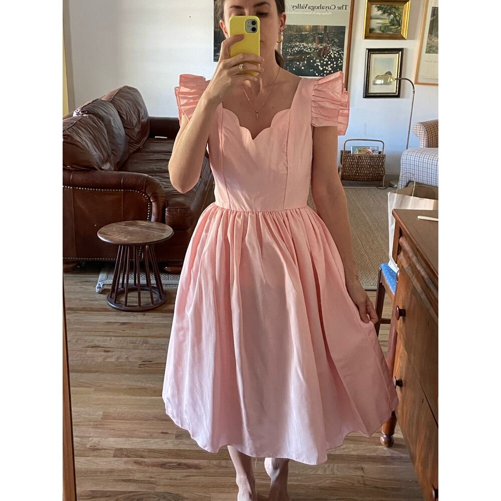 Vintage Pink Taffeta Party Dress Size Small - Picture 1 of 9